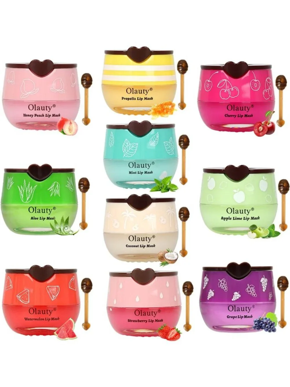 10 PCS Moisturizing Lip Balm Set - Honey Pot, Fruit Flavors & Lip Mask Bulk